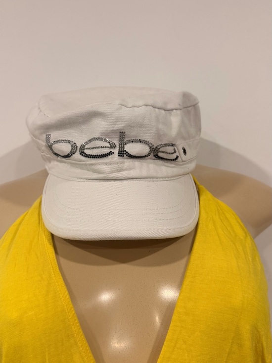 bebe Accessories - bebe White Cadet Cap with Sparkle Logo